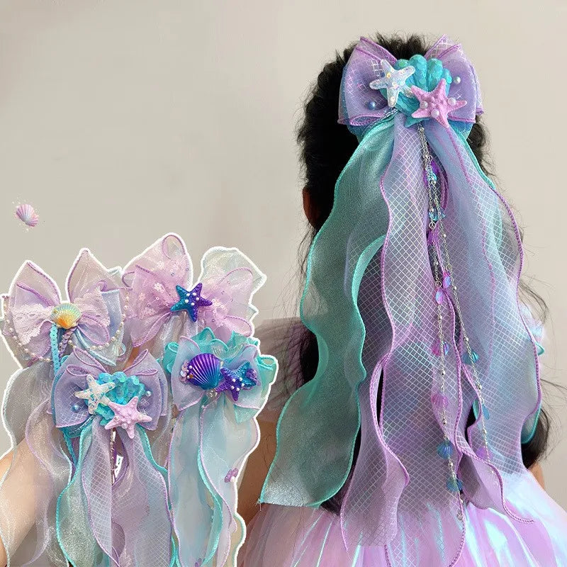 Mermaid Hair Accessories for Girls with Bow and Clip - Smarsty