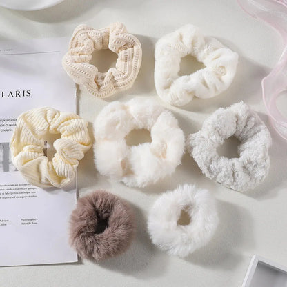 7/21 Pcs/Set Women Hair Scrunchies Set Plush Solid Hair Band for Girls Ponytail Holder Rubber Bands Hair Ties Hair Accessories - Smarsty