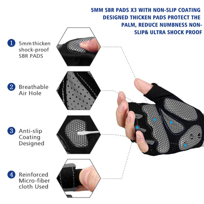 MOREOK Cycling Gloves Half Finger Shock Absorbing Gel Pads - Smarsty