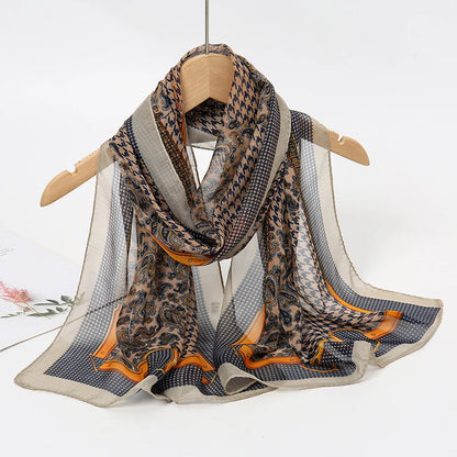 Women Print Chiffon Scarf Lightweight Sunscreen Shawl Wrap - Smarsty