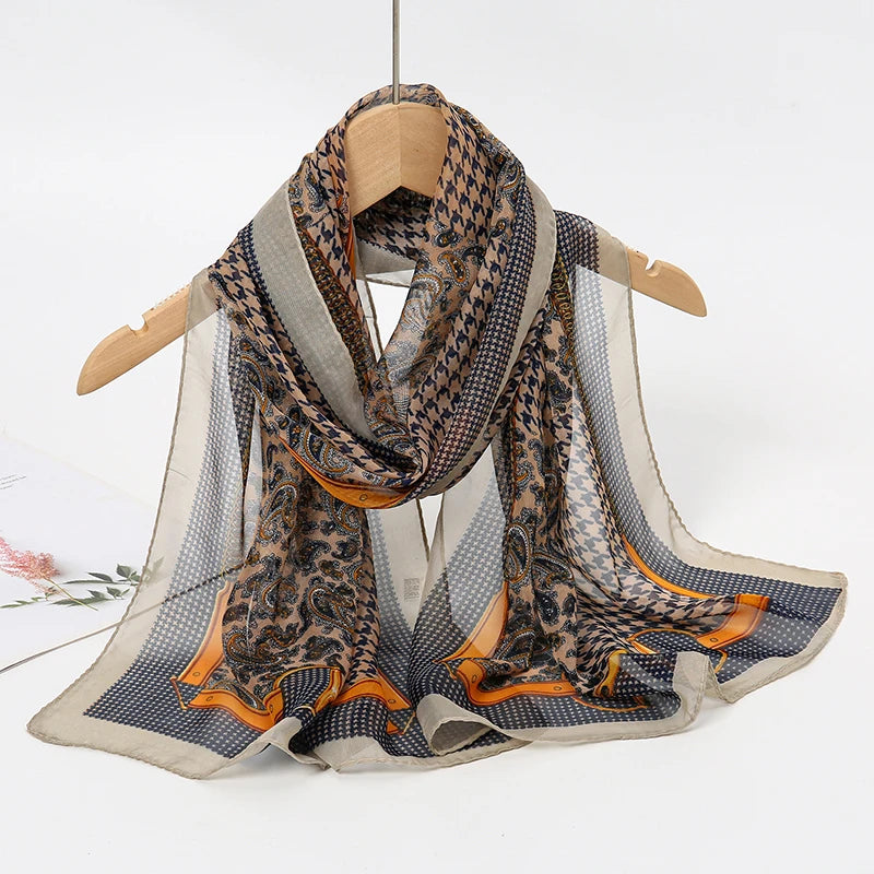 Women Print Chiffon Scarf Lightweight Sunscreen Shawl Wrap - Smarsty