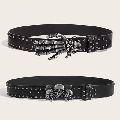 Luxury Punk Goth Rivet Unisex Designer Belt Black - Smarsty