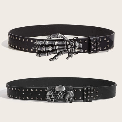 Luxury Punk Goth Rivet Unisex Designer Belt Black - Smarsty
