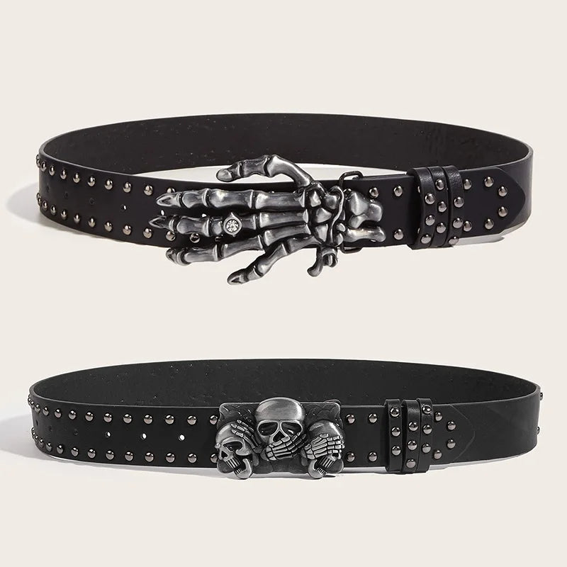 Luxury Punk Goth Rivet Unisex Designer Belt Black - Smarsty