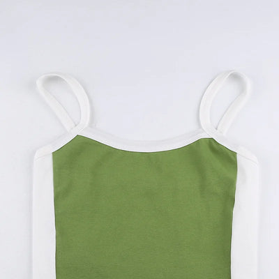 Sleeveless Knitted Crop Tops Green Sexy Basic Patchwork 2023 Summer Casual Cami Backless Y2k Vintage Tank Top Women - Smarsty