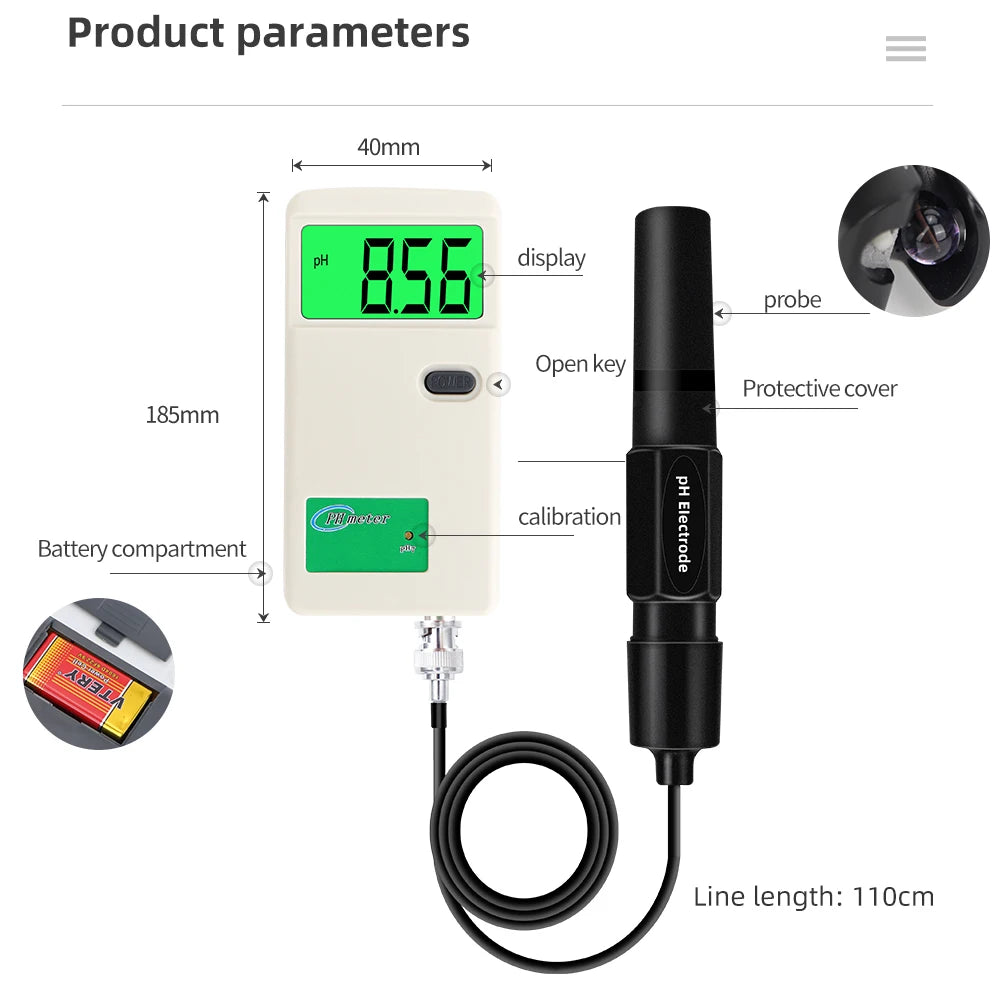 Digital PH Meter Water Quality Tester with Backlight - Smarsty