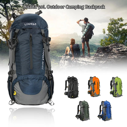 50L Waterproof Outdoor Sport Hiking Camping Travel Backpack Pack Mountaineering Climbing Trekking Bag Knapsack with Rain Cover