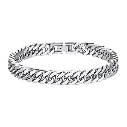 Titanium Steel Cuban Chain Bracelet With Hidden Clasp - Smarsty