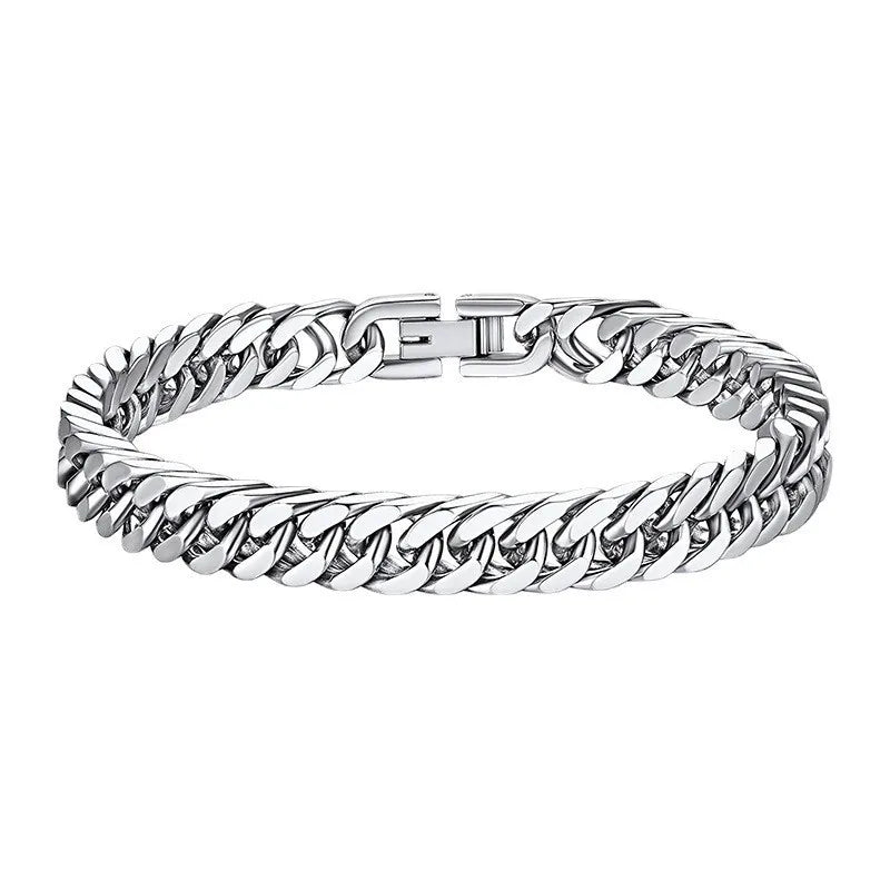 Titanium Steel Cuban Chain Bracelet With Hidden Clasp - Smarsty