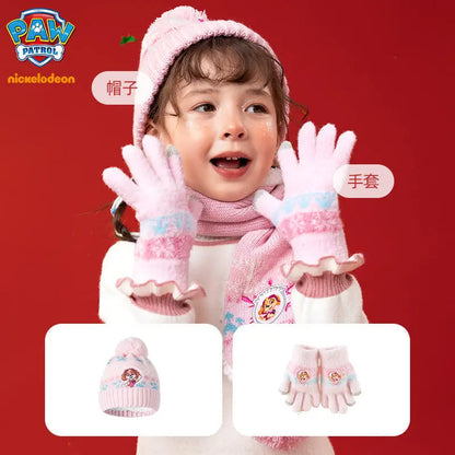 Kids Cartoon Winter Hat Scarf Set With Gloves Warmth - Smarsty