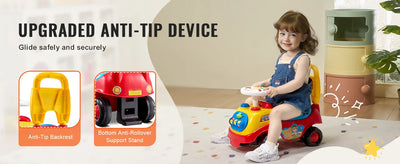 SucceBuy Toddler Ride On Push Car Sit to Stand Kids Ride On Toy Car with Music Steering Wheel Seat Storage for Toddlers - Smarsty