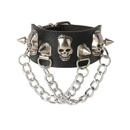 Punk Hip Hop Leather Skull Bracelet for Unisex Fashion - Smarsty
