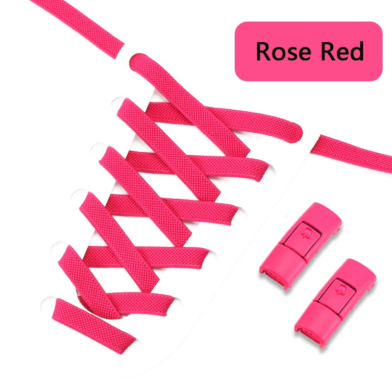 No Tie Shoe laces Press Lock Shoelaces without ties Elastic Laces Sneaker Kids Adult 8MM Widened Flat Shoelace for Shoes - Smarsty