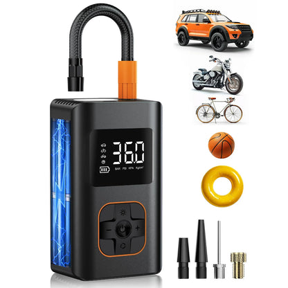 Tire Inflator Portable Air Compressor, 8000mAh Cordless Air Pump for Car Tires, 150 PSI Electric Bike Tire Pump with LED Light