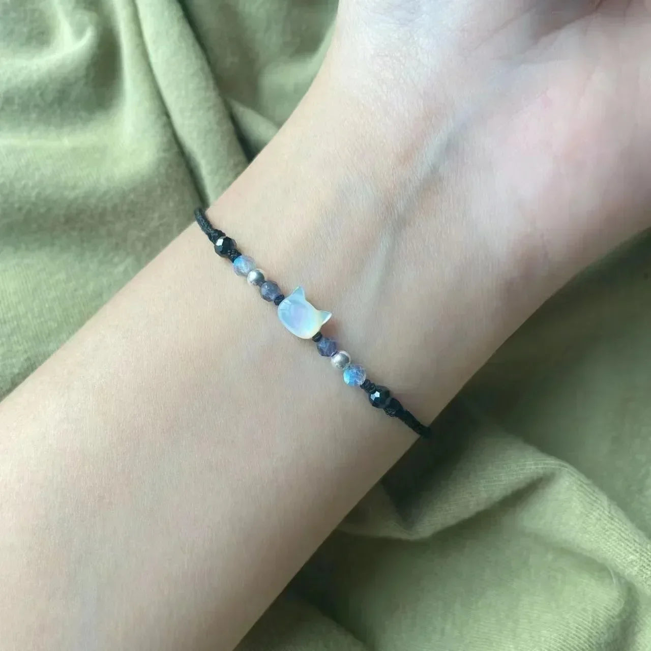 Moonstone Obsidian Couple Bracelets Handmade Minimalist Jewelry - Smarsty