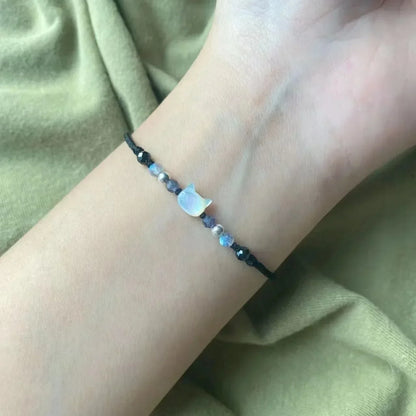 Moonstone Obsidian Couple Bracelets Handmade Minimalist Jewelry - Smarsty