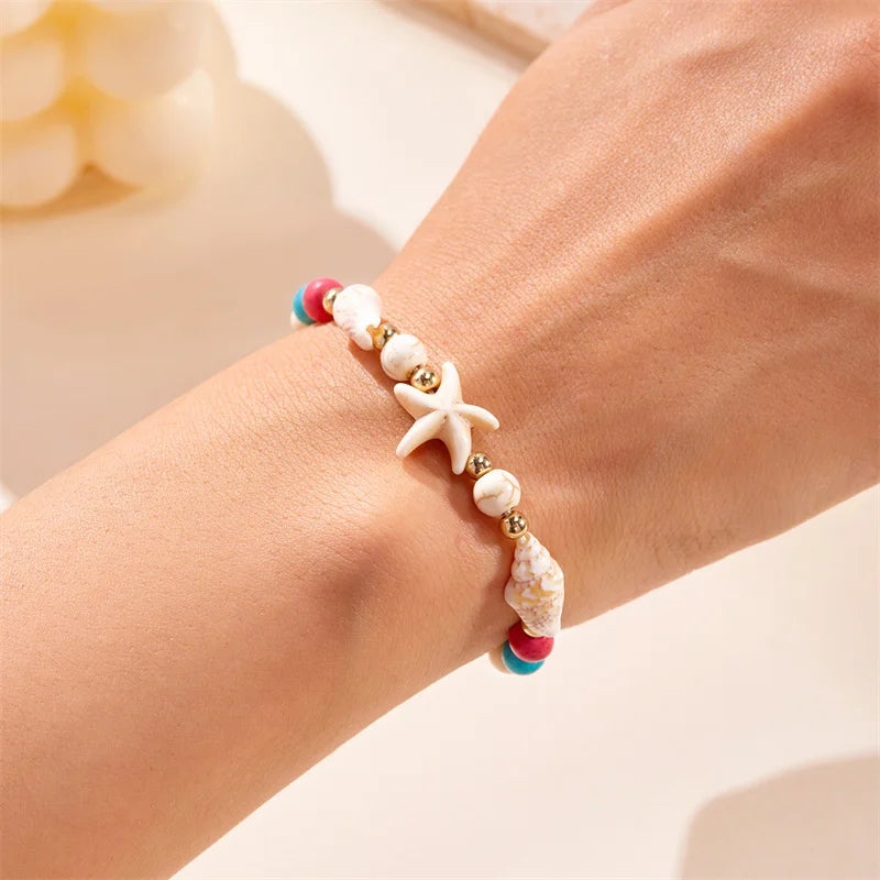 Bohemian Starfish Conch Shell Beads Bracelet for Women - Smarsty