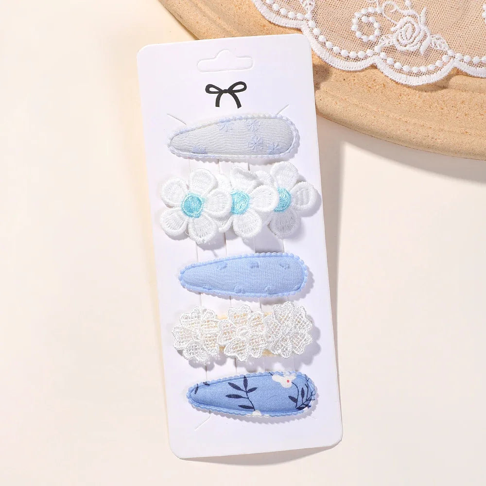 5Pcs Floral Hair Clips Set for Girls - Smarsty