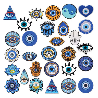 Evil Eye Shoe Charms for Crocs Accessories Blue Eyeball Monster Badge Women Buckle Kids Pins Decoration Jeans Shoes Accessories - Smarsty