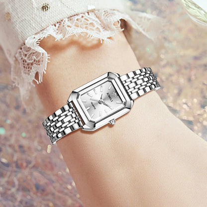 Trendy Women's Rectangular Dial Quartz Watch for Daily Wear - Smarsty