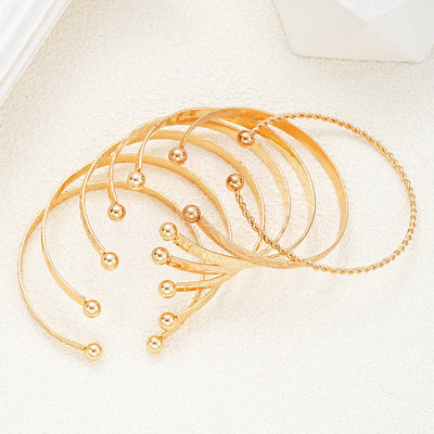 Punk Gold Color Bracelets Set for Women Fashion - Smarsty
