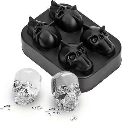 Skull Ice Ball Mold Silicone 3D Flexible Ice Cube Trays BPA Free Ice Trays For Freezer Horror Skull Head Cocktail Ice Ball Maker - Smarsty