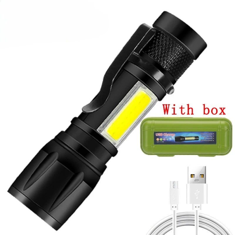 Rechargeable LED Flashlight Zoomable Torch with LCD Display 3 Modes Waterproof High Power Hand Light Outdoor Wilderness Camping - Smarsty