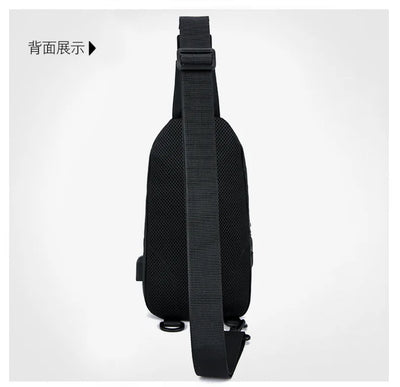 Mens Nylon Chest Bag With USB Charging Compact Crossbody - Smarsty