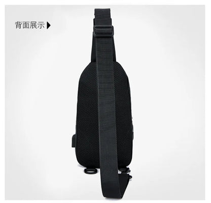 Mens Nylon Chest Bag With USB Charging Compact Crossbody - Smarsty