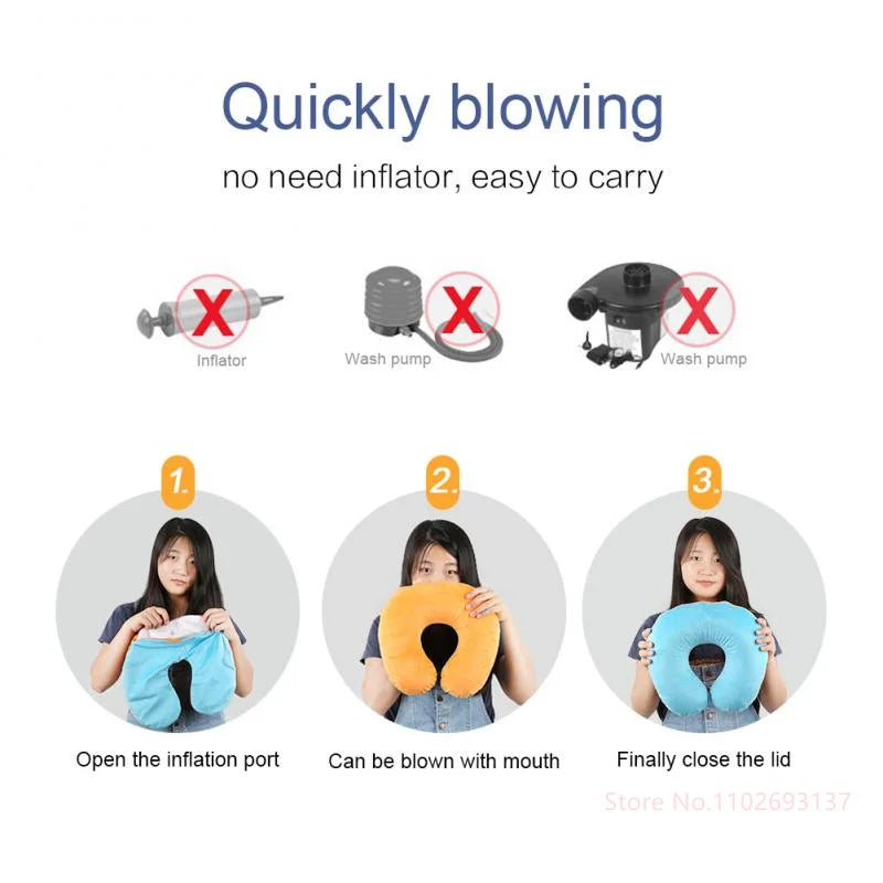 Cute Cartoon Inflatable Travel Neck Pillow for Kids - Smarsty