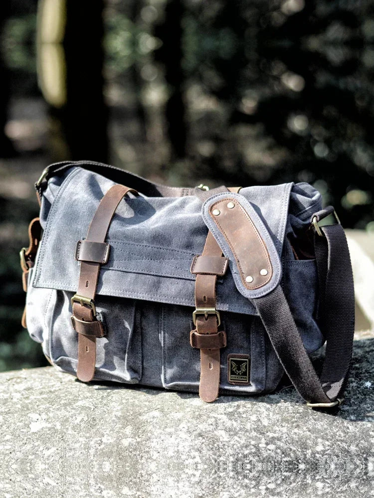 Muchuan Canvas Leather Messenger Bag For Men Laptop Case - Smarsty
