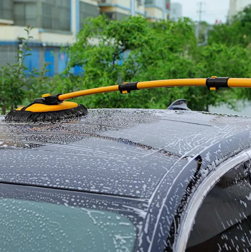 Car Cleaning Brush, Telescopic Long Handle Cleaning Mop, Auto Accessories Microfiber Adjustable Length Cleaning Brush, Yellow.