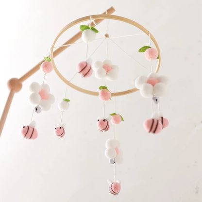Baby Crib Mobile Bed Bell Rattle Toys Wooden Crochet Stars Pendant Bed Bell Toys Newborn Comfort Crib Bracket Hanging Toys Gifts
