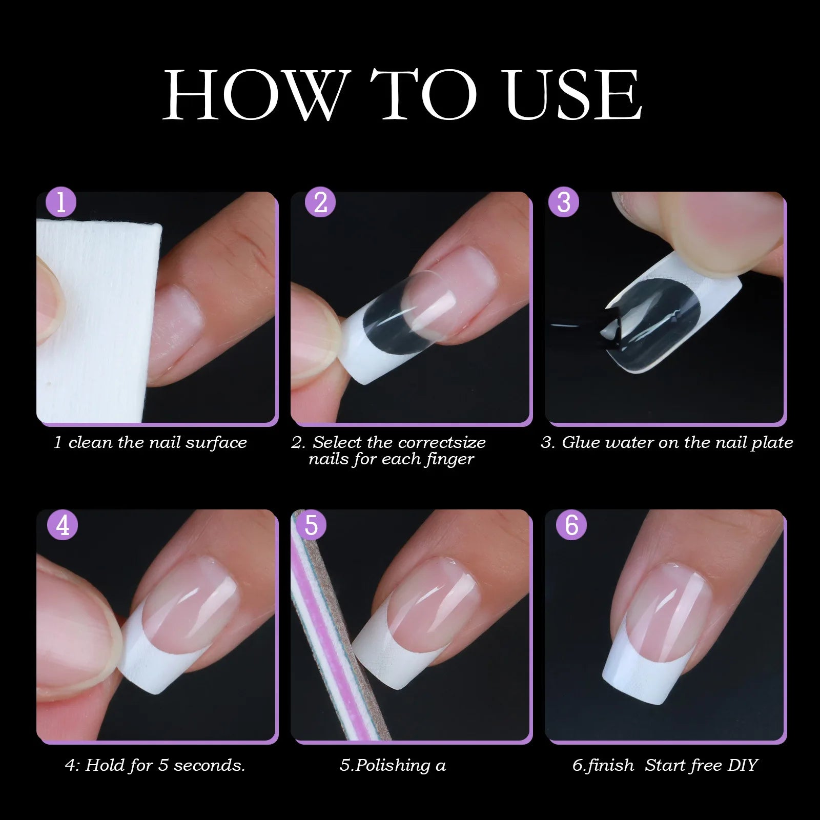 120pcs/box Acrylic French False Nails Medium Length Square Armor Full Cover Nail Tips Can Be Removable Mixed Size Press On Nails - Smarsty