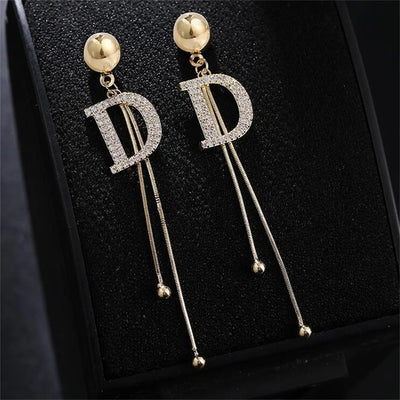Gold Crystal Tassel Earrings for Women Trendy Elegant Style - Smarsty