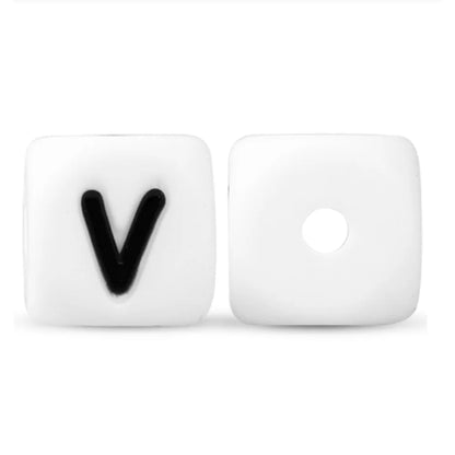50Pcs Silicone Alphabet Beads White DIY Jewelry Making - Smarsty