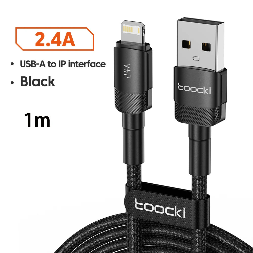 Toocki USB Cable For iPhone 14 13 12 Pro Max X XS XR 8 7 Plus iPad Fast Charging Charger Aluminum iP Cable For iPhone Data Cord - Smarsty