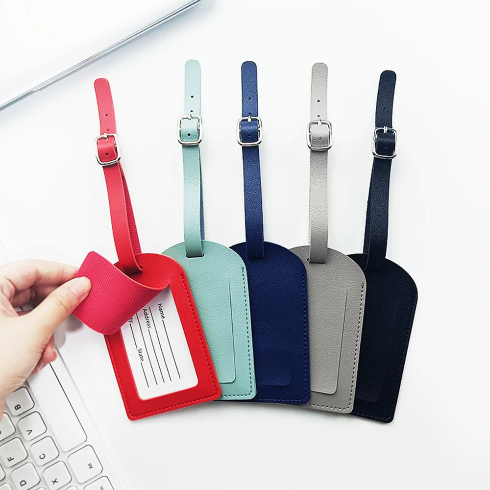 Personalize Initials Luggage Tag Custom Letters Men Women Suitcase Name Tag PU Airplane Labels Engrave Logo Travel Accessories - Smarsty
