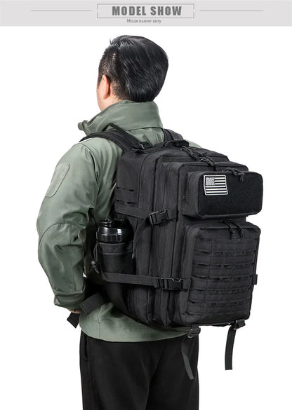 45L Tactical Backpack survival Bag Hunting MOLLE Backpack GYM For Men EDC Outdoor Hiking Rucksack Witch Bottle Holder - Smarsty