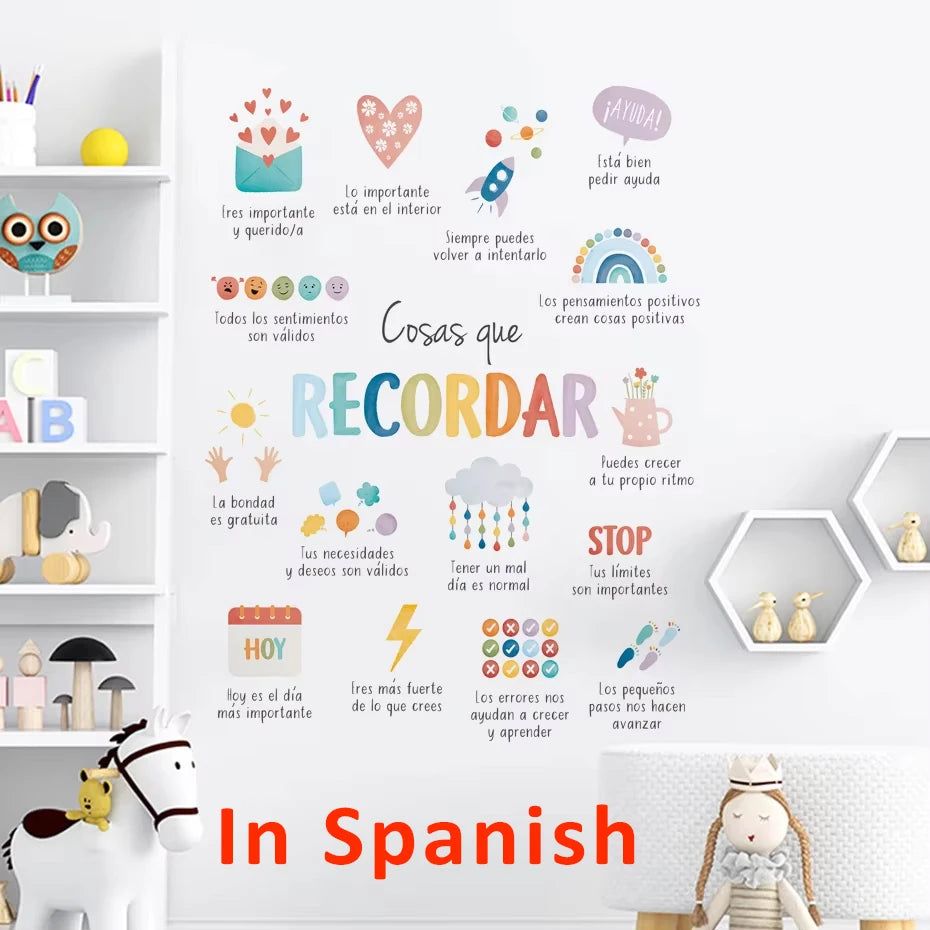 Spanish English Wall Sticker Art for Kids Rooms - Smarsty