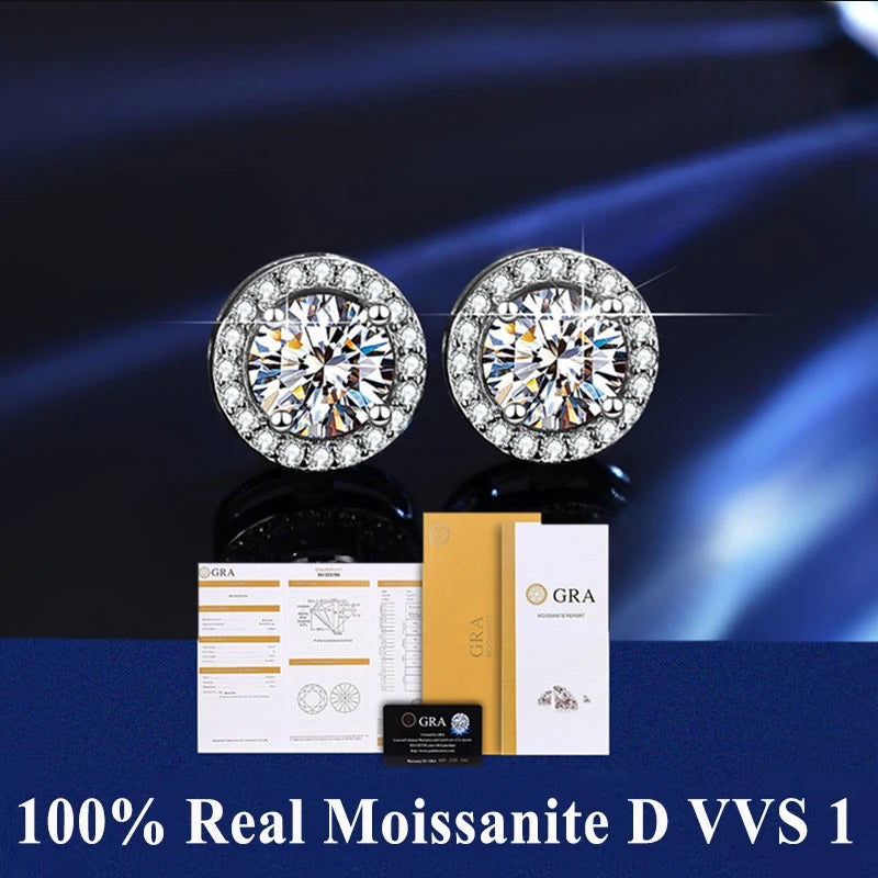 D VVS1 Moissanite Stud Earrings S925 Platinum Plating - Smarsty