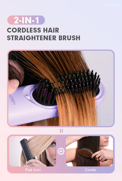 Professional Mini Straightener Brush with Negative Ions - Smarsty