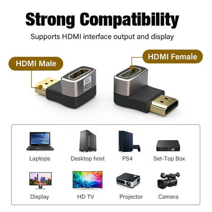 8K HDMI 2.1 Right Angle Cable for Easy Connections - Smarsty