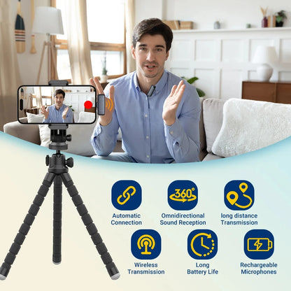 Wireless Lavalier Microphone with Noise Cancelling Feature - Smarsty