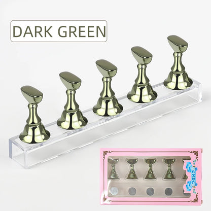5pcs Magnetic Nail Tip Practice Holders with Crystal Base - Smarsty