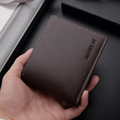 Leather Men Short Wallet Thin Style Folding Young Men Credit Card Holder Wallet - Smarsty