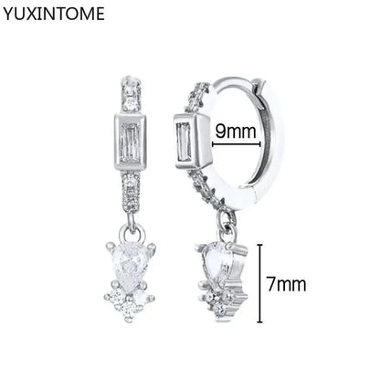 925 Sterling Silver Hoop Earrings White Crystal Luxury - Smarsty