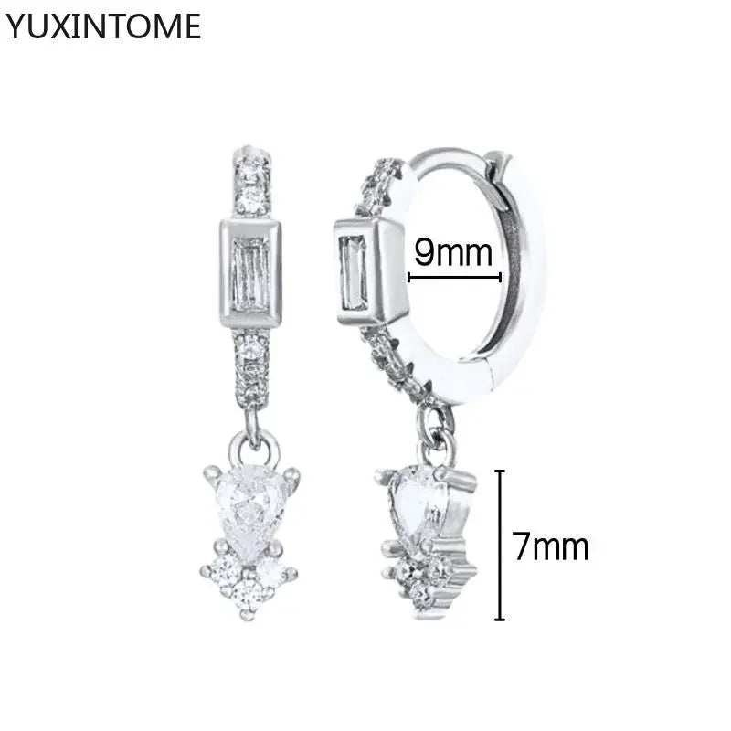 925 Sterling Silver Hoop Earrings White Crystal Luxury - Smarsty