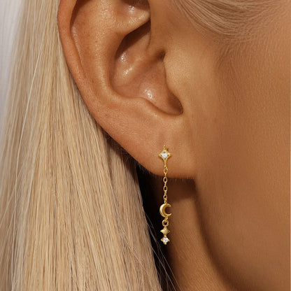 925 Sterling Silver Lotus Tassel Zircon Stud Earrings - Smarsty