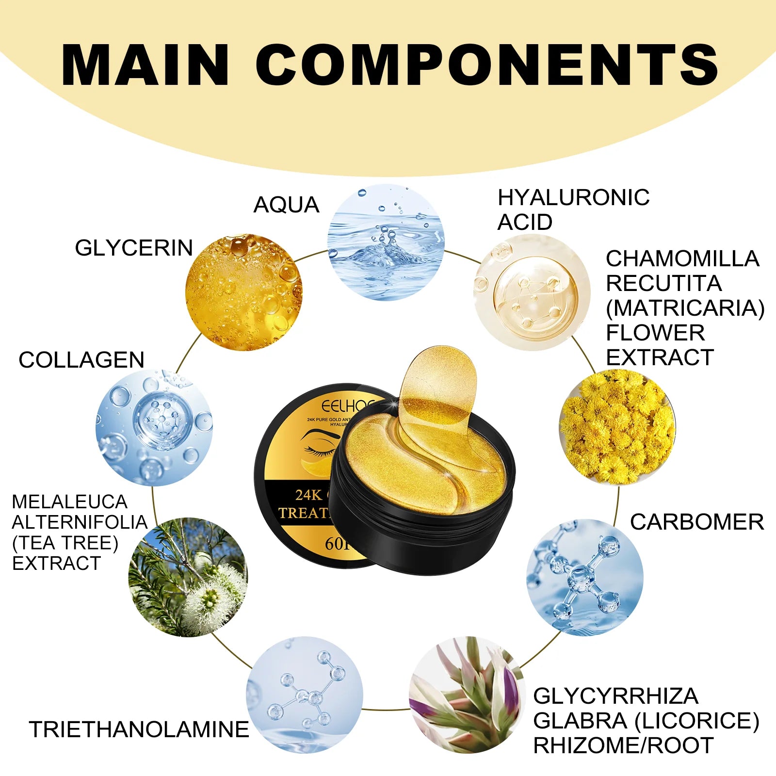 EELHOE 24k Gold Under Eye Patches for Anti-Aging - Smarsty